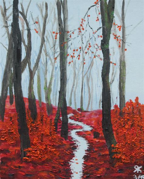 Red Forrest - Oil Painting by MissValeriana on DeviantArt