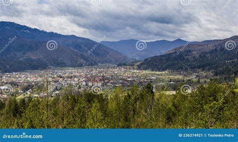 The Panoramic Aerial View of Skole Town in Carpathian Mountains ...