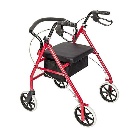 Aluminum Rollator Walker with 8 inches Wheels Wide Seat, Backrest and Adjustable Handle,Folding ...