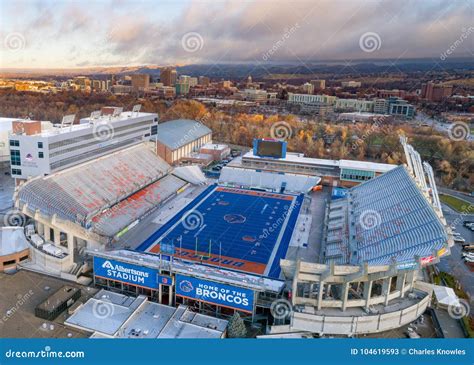 Unique Blue Boise State Football Field Aerial with Boise Skyline ...