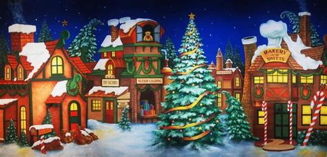 Santa's Village Professional Scenic Backdrop | Village backdrop, Santa ...