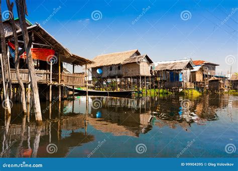 Myanmar. Landscape. Inle Lake. Village Stock Image - Image of poverty ...