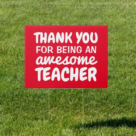 Teacher appreciation thank you red yard sign | Zazzle.com | Teacher appreciation signs, Teacher ...