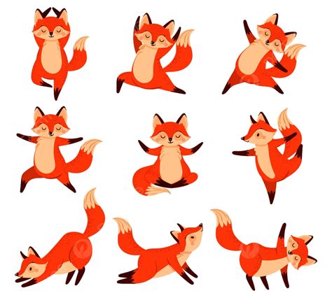 Yoga Pose Clipart Vector, Cartoon Fox In Yoga Poses, Pose, Breathing, Vector PNG Image For Free ...