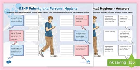 RSHP Puberty and Personal Hygiene Activity Sheet - Twinkl