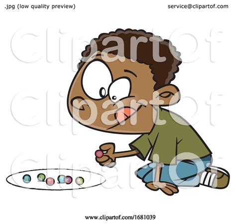 Cartoon Boy Playing with Marbles by toonaday #1681039