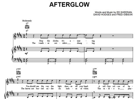 Ed Sheeran - Afterglow Free Sheet Music PDF for Piano | The Piano Notes