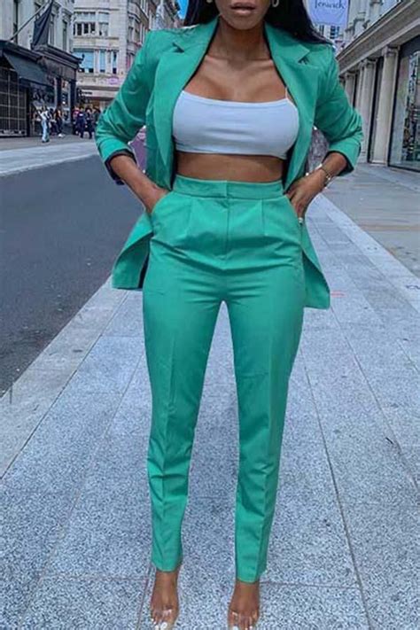 Solid Color Fashion Two-piece Suit | Woman suit fashion, Two piece ...