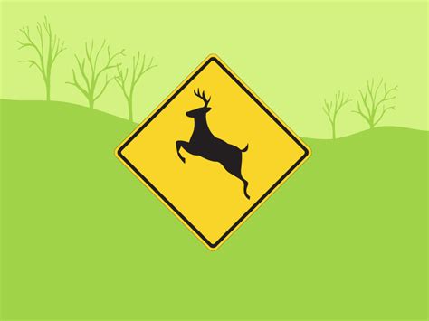 Deer Crossing Road Sign with Background | Theme Graphics