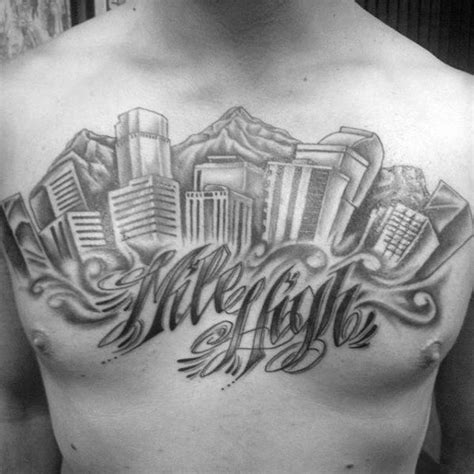 20 Denver Skyline Tattoo Designs für Männer – Colorado Ink Ideen - Mann ...