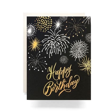 Fireworks Happy Birthday Greeting Card - Antiquaria