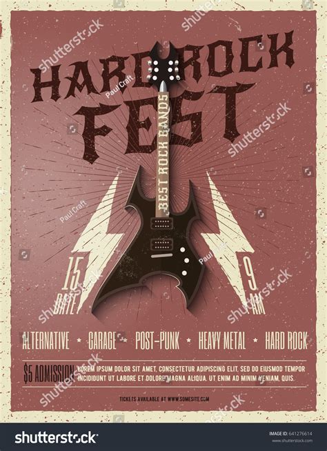 Hard Rock Music Festival Flyer Poster Stock Vector (Royalty Free ...