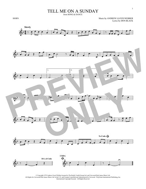 Andrew Lloyd Webber "Tell Me On A Sunday" Sheet Music Notes | Download Printable PDF Score 103846