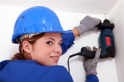 Woman With Electric Drill Photo Background And Picture For Free Download - Pngtree