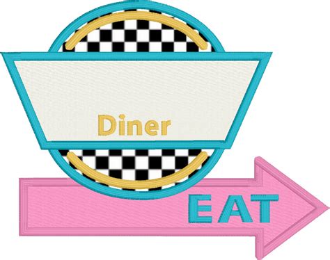 1950's Diner sign Applique Embroidery Design for kitchen towels – Snuggle Puppy Applique