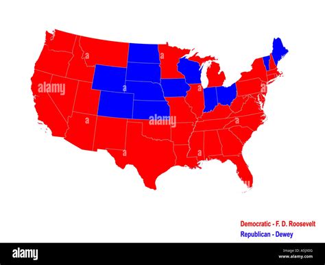 United States Presidential Election Results Map For 1944 Stock Photo ...