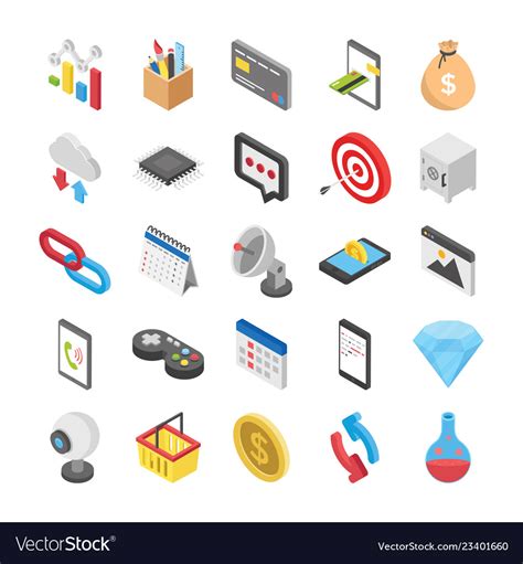 3d web icons set Royalty Free Vector Image - VectorStock