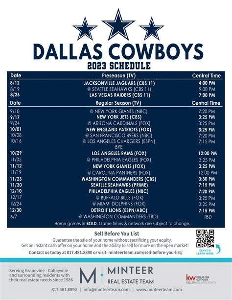 2023 Dallas Cowboys Schedule - Minteer Real Estate Team