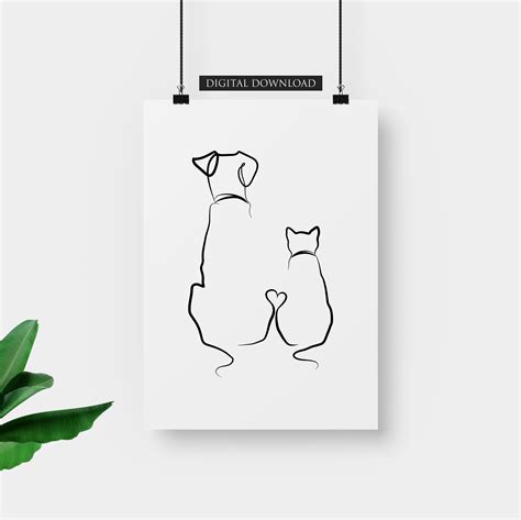 Dog Cat Print Dog Cat Tattoo Dog and Cat Lover Gift - Etsy