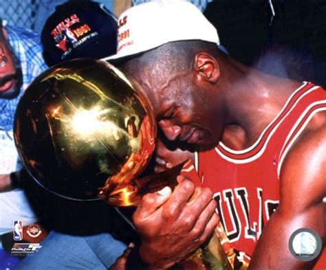 Michael Jordan Game 5 of the 1991 NBA Finals with Championship Trophy ...