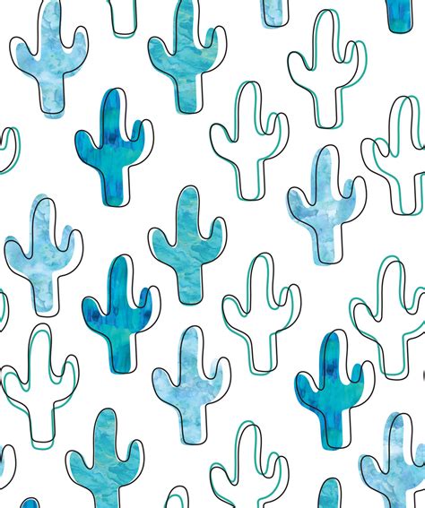 The Plains • A Bold Blue Cactus Wallpaper Print • Milton & King