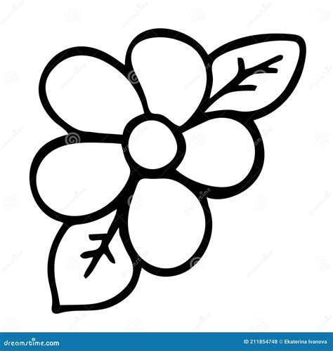 Simple Doodle Drawing of a Summer Flower. Black and White Vector ...