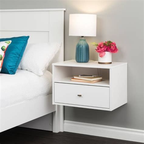 Floating 1 Drawer Nightstand With Open Shelf White - Prepac : Target