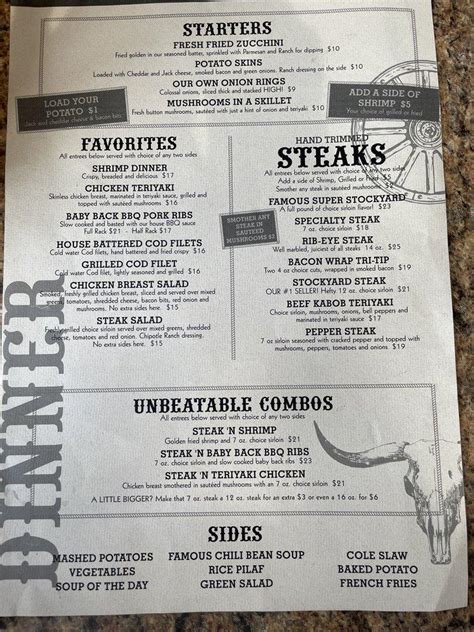 Menu at Steer N' Stein of Cucamonga steakhouse, Rancho Cucamonga