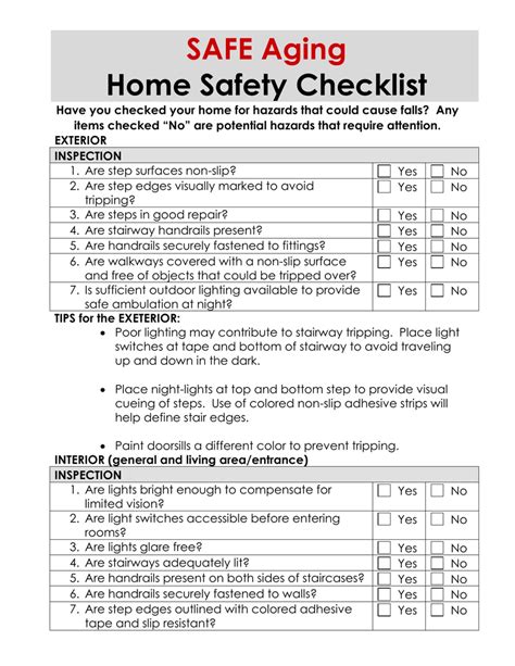 SAFE Aging Home Safety Checklist