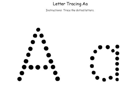 tracing the letter a dot | Activity Shelter