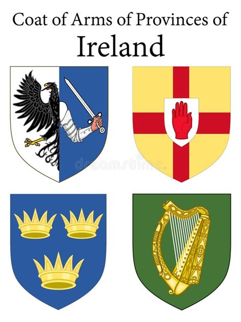 Ireland Provinces Coat of Arms Set Stock Vector - Illustration of ...