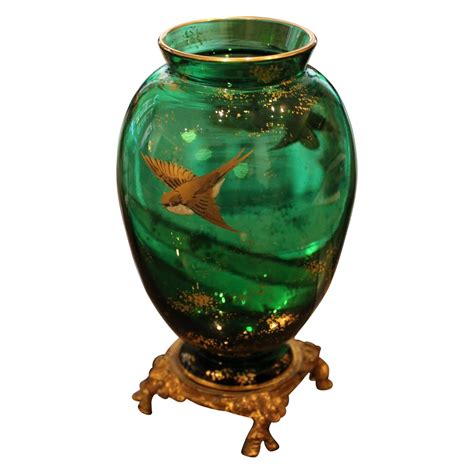 Legras 20th Century Green Glass French Art Deco Vase, 1920 For Sale at 1stDibs