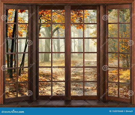 3d Window View. Beautiful View of Nature from the Window. Autumn ...