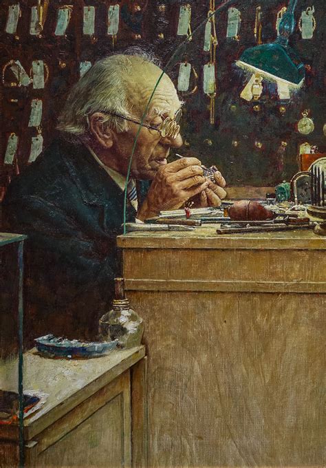 "What Makes it Tick? (The Watchmaker)" - by Norman Rockwell, 1948, (close up). Photographed at ...