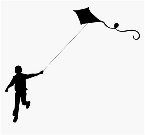 Boy, Flying Kite, Male, Playing, Silhouette - Kid Flying Kite Png ...