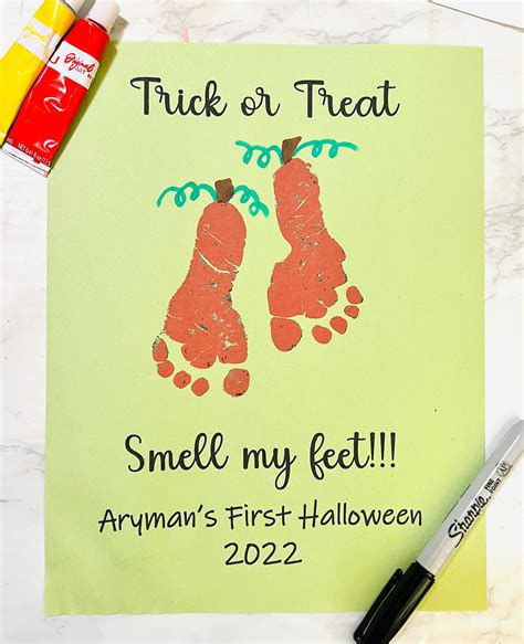 Halloween Footprint Keepsake Art, Baby First Halloween Footprint, Toddlers Footprint, Newborn ...