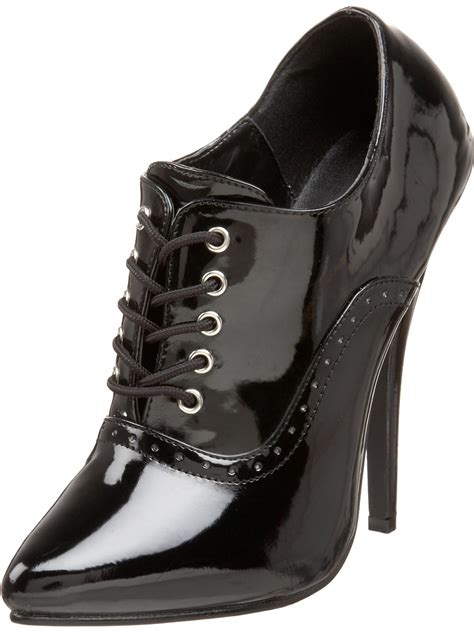 Devious - Black Patent Oxford High Heels with Single Sole and 6 Inch Heels - Walmart.com ...