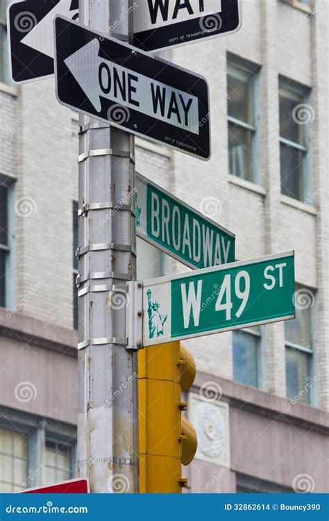 49th Street in New York City Stock Photo - Image of detail, broadway ...