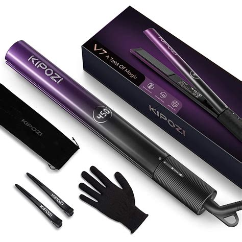 KIPOZI 2 in 1 Hair Straightener & Curling Iron Styling Tool, Fast Heat Titanium Flat Iron ...