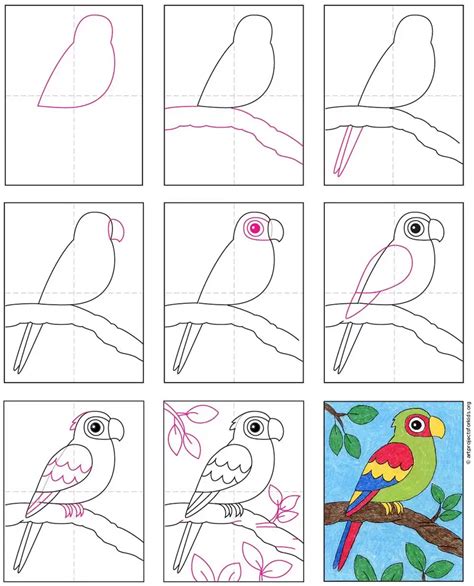 How to Draw a Parrot · Art Projects for Kids in 2021 | Art drawings for kids, Parrots art ...