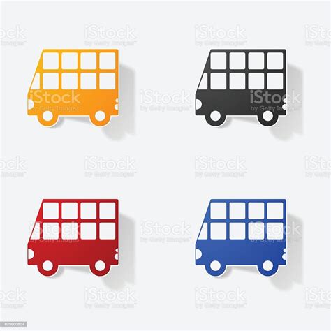 Sticker Paper Products Realistic Element Design Illustration Bus Stock ...