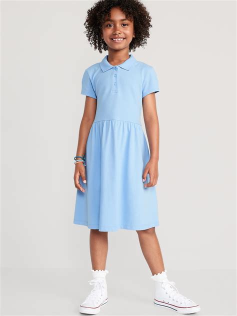 Old Navy - School Uniform Fit & Flare Pique Polo Dress for Girls blue