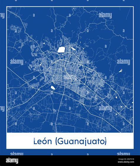 Leon Guanajuato Mexico North America City map blue print vector ...