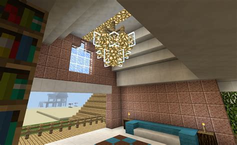 Minecraft Chandelier Lighting and Balcony #minecraftfurniture | Minecraft interior design ...