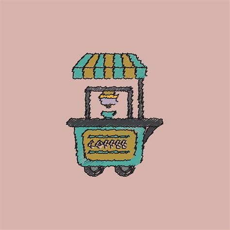 Coffee shop cart in hatching style vector eps ai | UIDownload