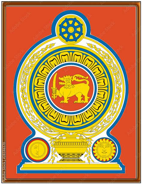 Sri Lanka national emblem coat frame Stock Vector | Adobe Stock