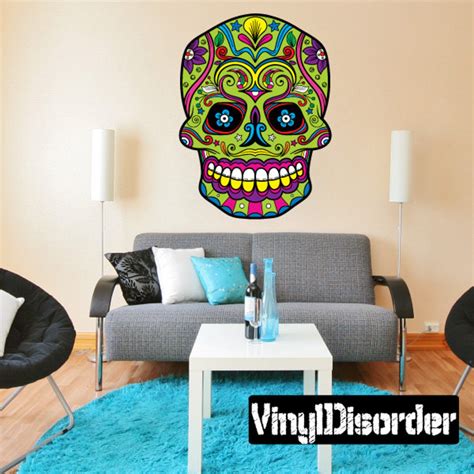 Sugar Skull Wall Decal Wall Fabric Vinyl Decal Removable | Etsy