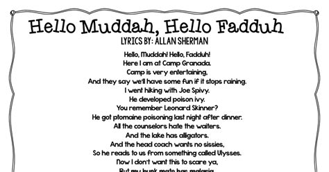 the poem hello mudda, hello faddd is written in black and white