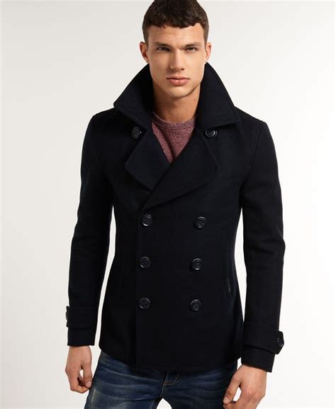 SUPERDRY COMMODITY SLIM FIT WOOL PEA COAT WARM WINTER JACKET - UK SIZE L / 40" | Mens street ...