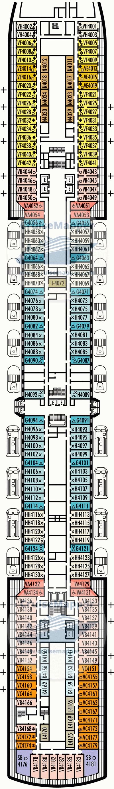 ms Eurodam deck 4 plan | CruiseMapper